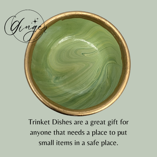 Aloe Paint Pour Trinket Dish