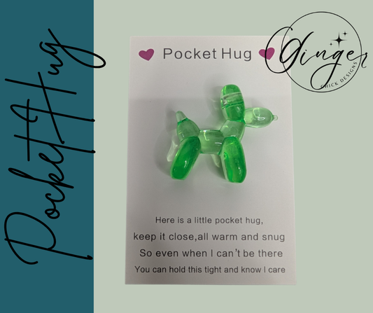 Green Balloon Dog Pocket Hug