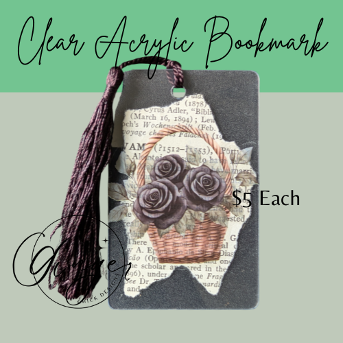 Black Rose Basket Dictionary Acrylic Bookmark