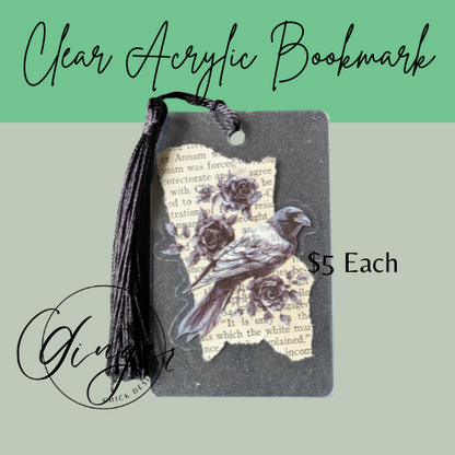 Black Bird Dictionary Acrylic Bookmark