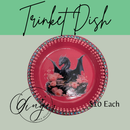 Black Dragon Mixed Media Art Trinket Dish
