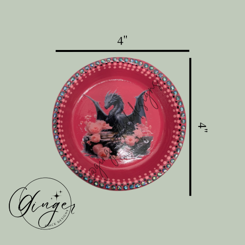 Black Dragon Mixed Media Art Trinket Dish