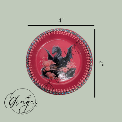 Black Dragon Mixed Media Art Trinket Dish