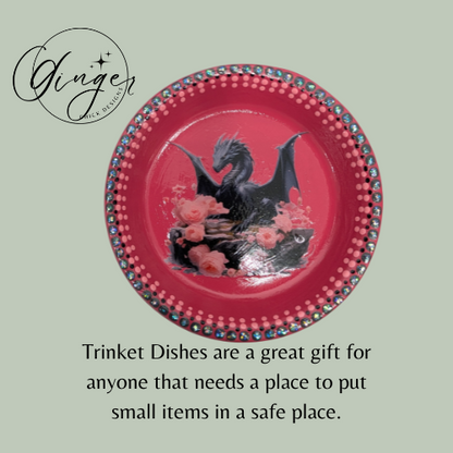 Black Dragon Mixed Media Art Trinket Dish