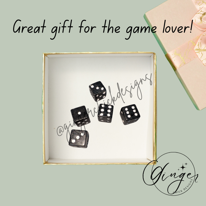 Black Silver Flake Small D6 Dice Set