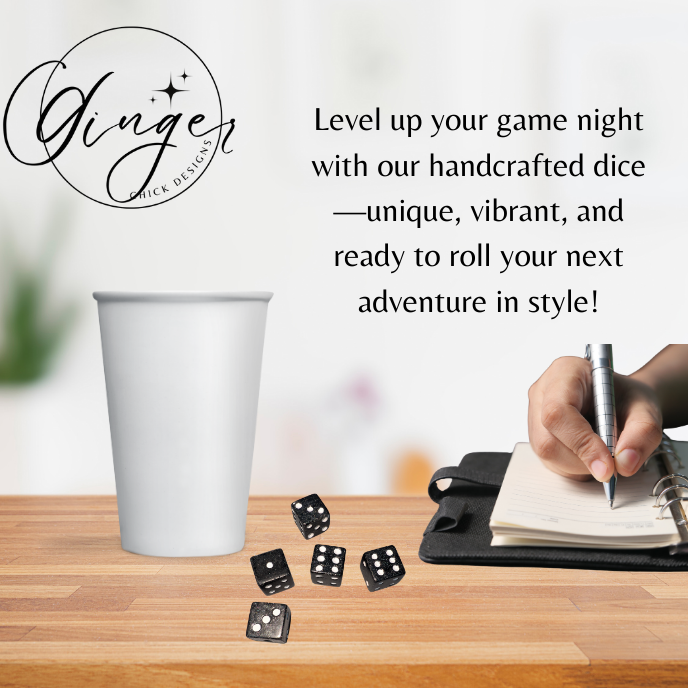 Black Silver Flake Small D6 Dice Set