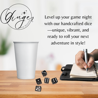 Black Silver Flake Small D6 Dice Set
