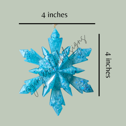 Blue Clouds Resin Snowflake Ornament