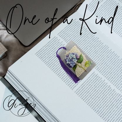 Blue Hydrangea Dictionary Acrylic Bookmark