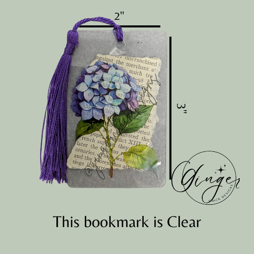 Blue Hydrangea Dictionary Acrylic Bookmark