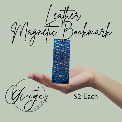 Blue Shoe Strings Leather Magnetic Bookmark