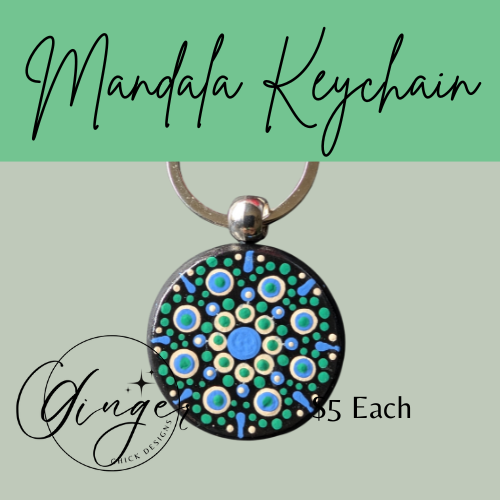 Blue Burst Mandala Dot Keychain