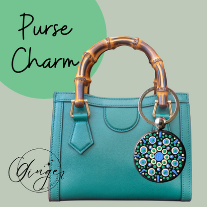 Blue Burst Mandala Dot Keychain