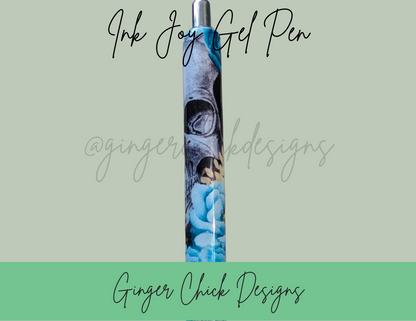 Blue Flower with Skulls Ink Joy Gel Pen