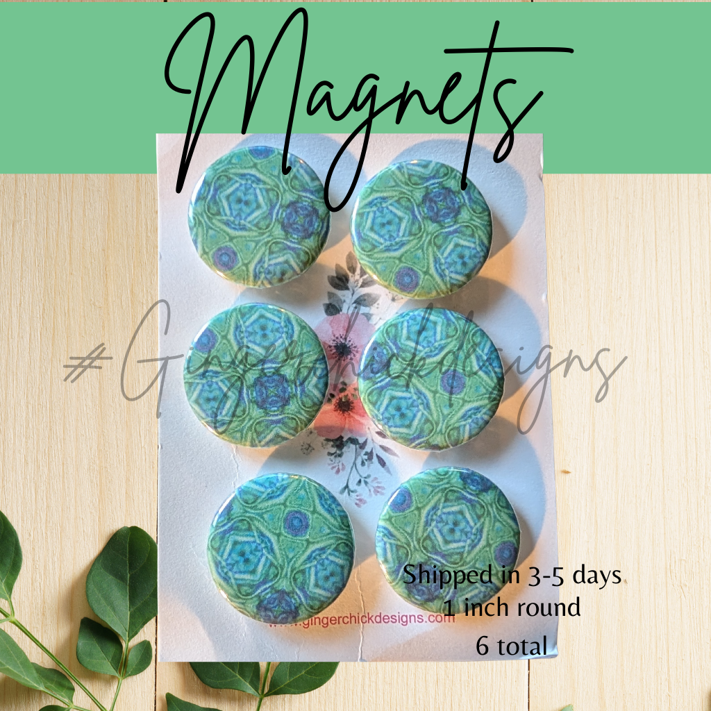 Blue Geometric Button Magnets