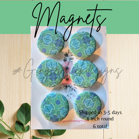 Blue Geometric Button Magnets