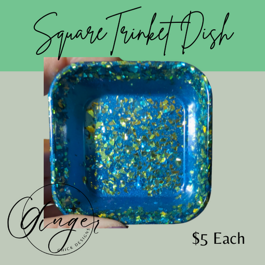 Blue Pond Square Trinket Dish