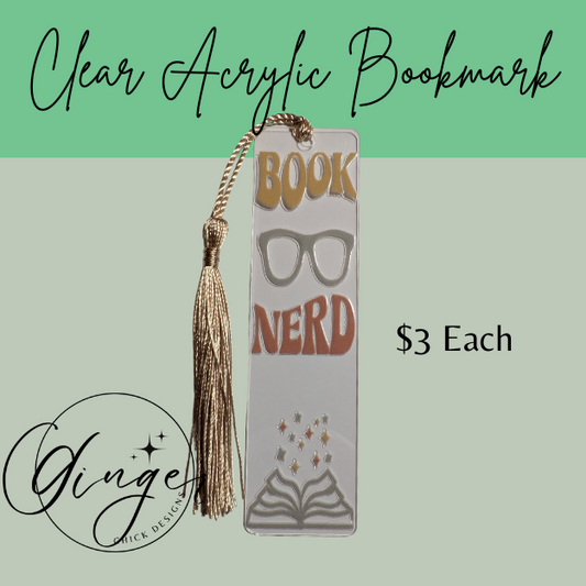 Book Nerd Acrylic Bookmarks