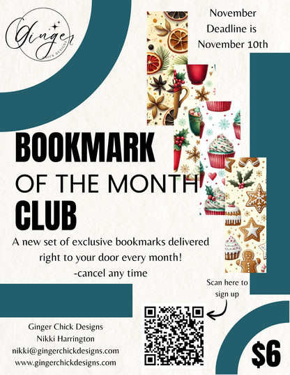Bookmark of the Month Club – $6/month ✨📚