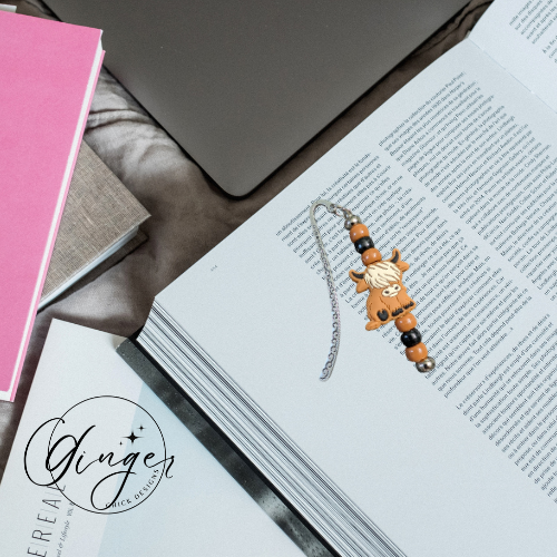 Brown Highland Cow Hook Bookmark
