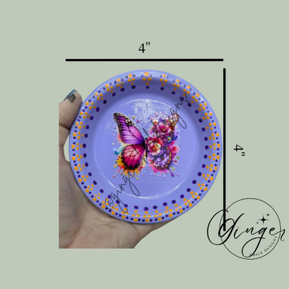 Butterfly Garden Mixed Media Art Trinket Dish
