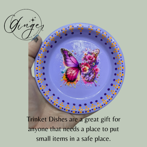 Butterfly Garden Mixed Media Art Trinket Dish