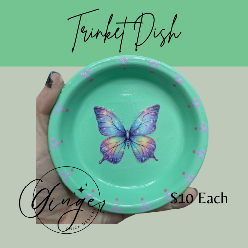 Butterfly Mixed Media Art Trinket Dish
