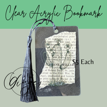 Cactus Outline Dictionary Acrylic Bookmark