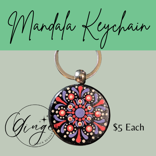 Cotton Candy Mandala Dot Keychain