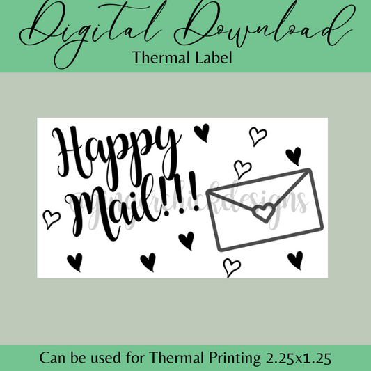 Hearts Happy Mail Thermal Label