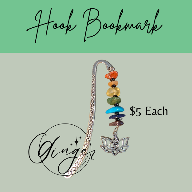 Gemstones with Lotus Flower Hook Bookmark