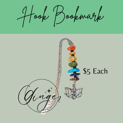 Gemstones with Lotus Flower Hook Bookmark