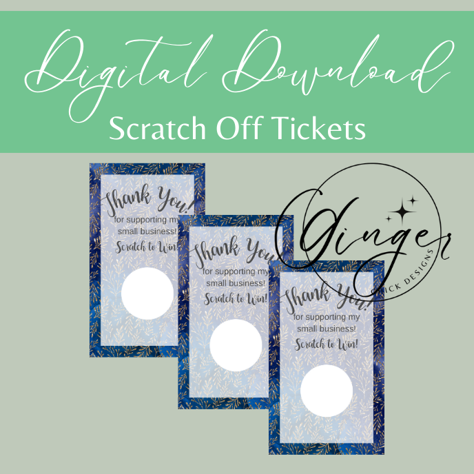 Blue & Gold Scratch-Off Ticket Instant Download