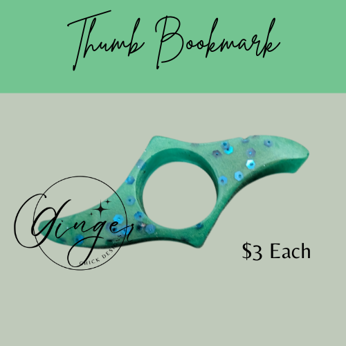 Green with Blue Glitter Thumb Bookmark