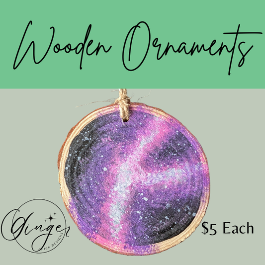 Pink and Purple Galaxy Wooden Ornament