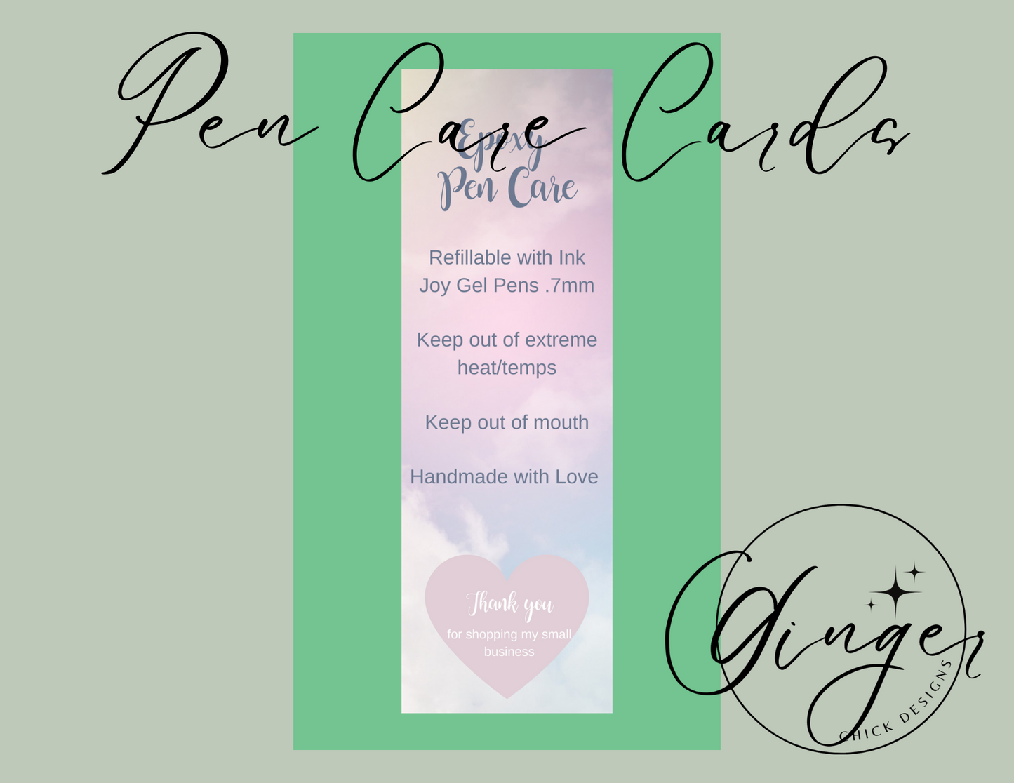 Pink Clouds Pen Care Card