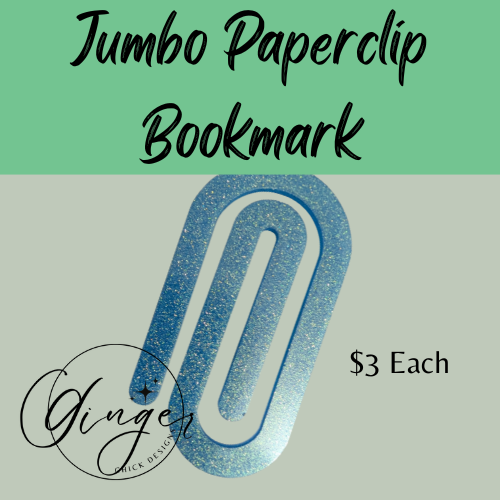 Light Blue with Glitter Jumbo Paperclip