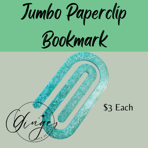 Light Blue with Green Glitter Jumbo Paperclip