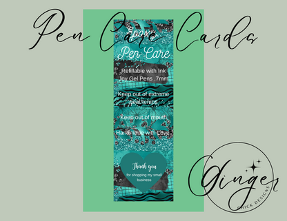 Turquoise Pen Care Card