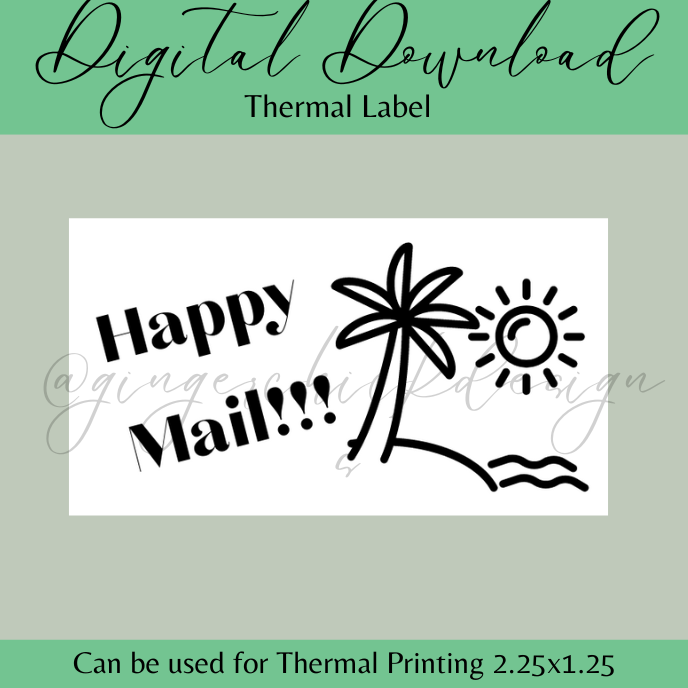 Beach Happy Mail Thermal Label