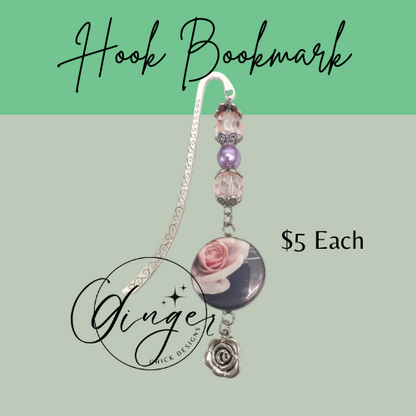 Pink Rose Hook Bookmark