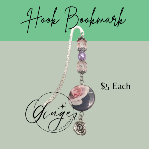 Pink Rose Hook Bookmark