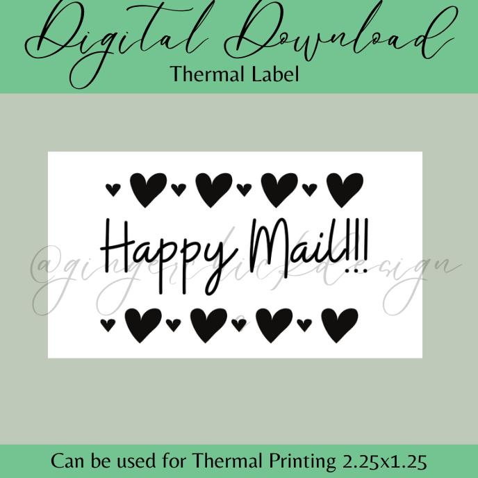 Happy Mail with Hearts Thermal Label