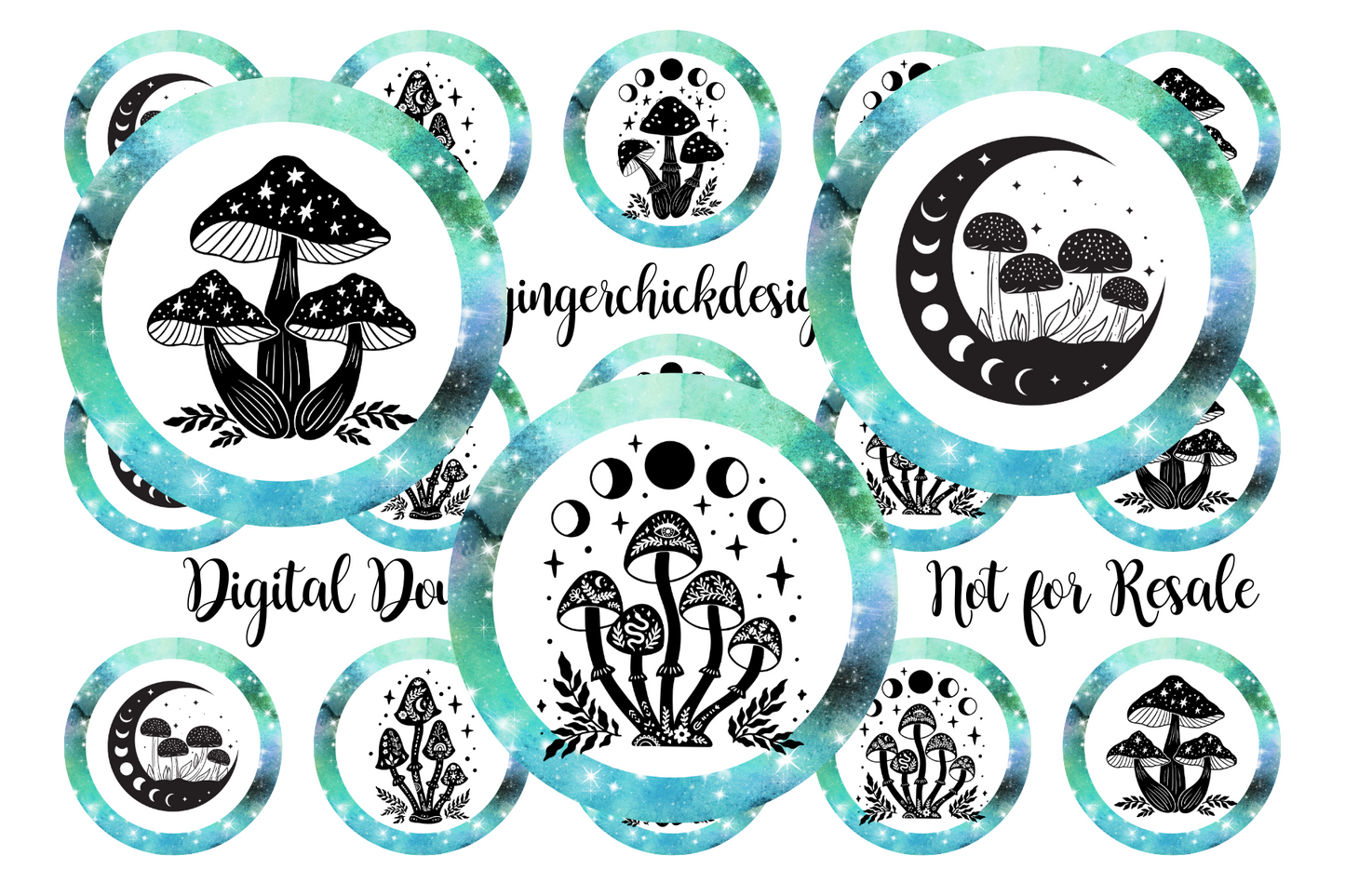 Mushroom Moon Phase Bottle Cap Images