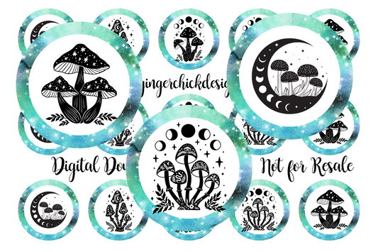 Mushroom Moon Phase Bottle Cap Images