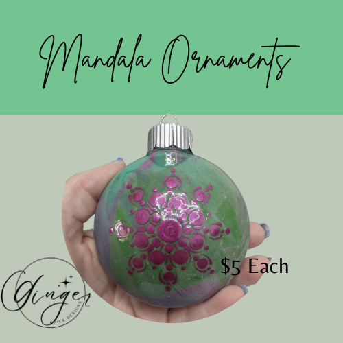 Green and Magenta Mandala Art Round Disc Ornament