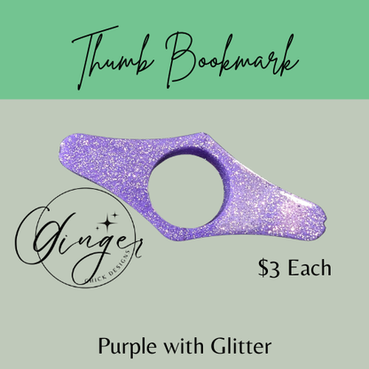 Purple with Glitter Thumb Bookmark