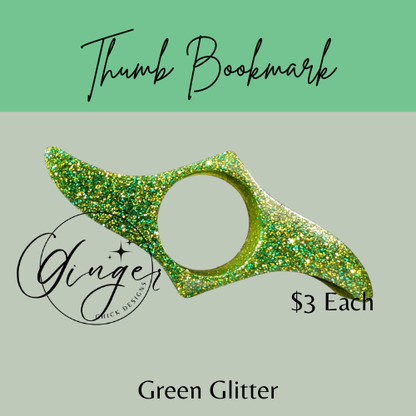 Green Glitter Thumb Bookmark