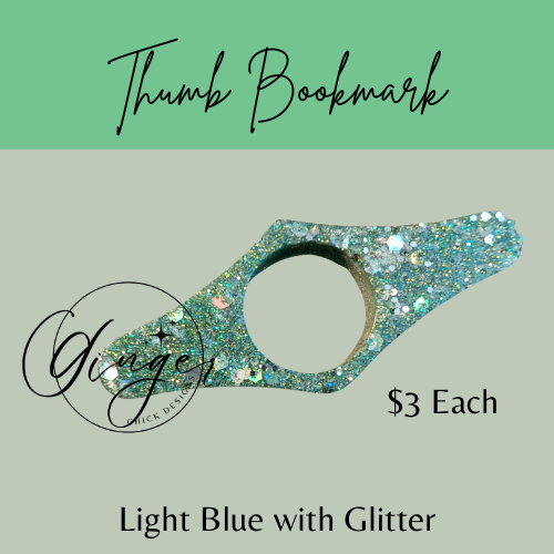 Light Blue with Glitter Thumb Bookmark