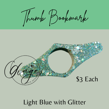 Light Blue with Glitter Thumb Bookmark